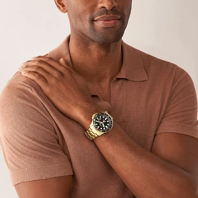 Earrings Fossil Fossil Blue GMT Gents Black Dial GoldTone Stainless Steel Watch Earrings Fossil Fossil Blue GMT Gents Black Dial GoldTone Stainless Steel Watch