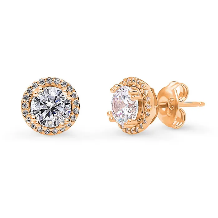 Earrings Halo CZ Stud Earrings in Sterling Silver BERRICLE