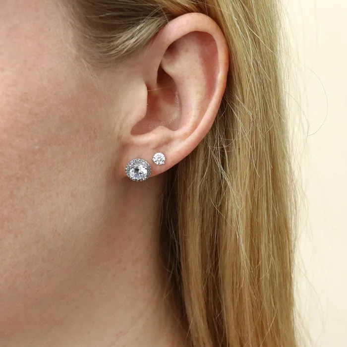 Earrings Halo CZ Stud Earrings in Sterling Silver BERRICLE