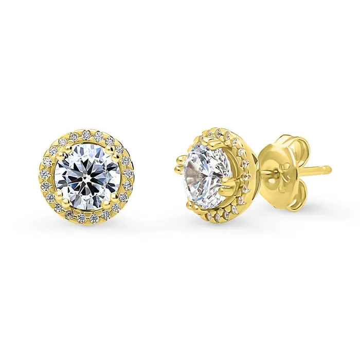 Earrings Halo CZ Stud Earrings in Sterling Silver BERRICLE