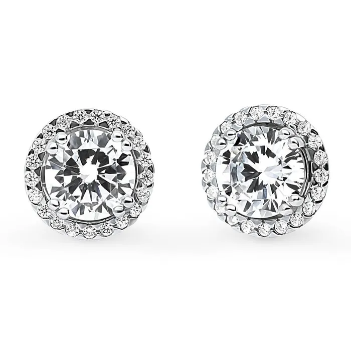 Earrings Halo CZ Stud Earrings in Sterling Silver BERRICLE