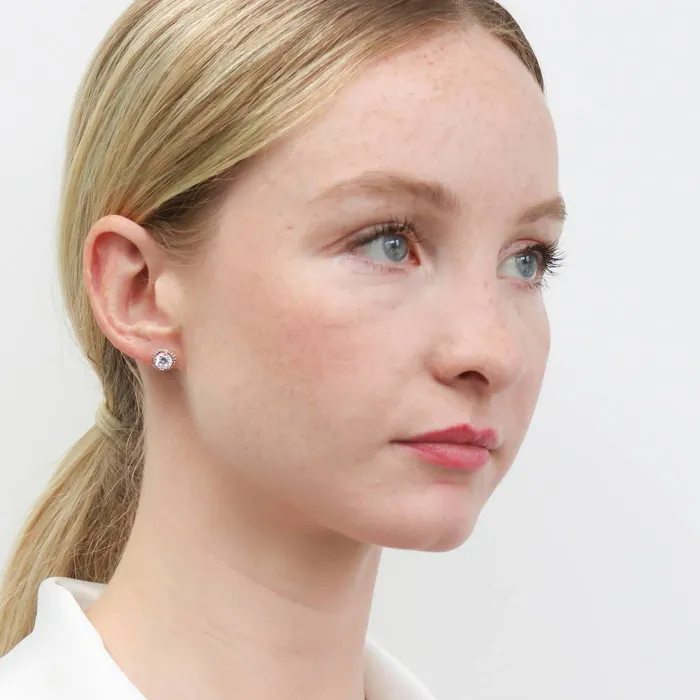 Earrings Halo CZ Stud Earrings in Sterling Silver BERRICLE