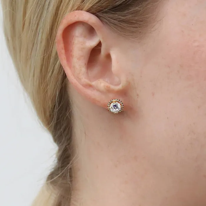 Earrings Halo CZ Stud Earrings in Sterling Silver BERRICLE