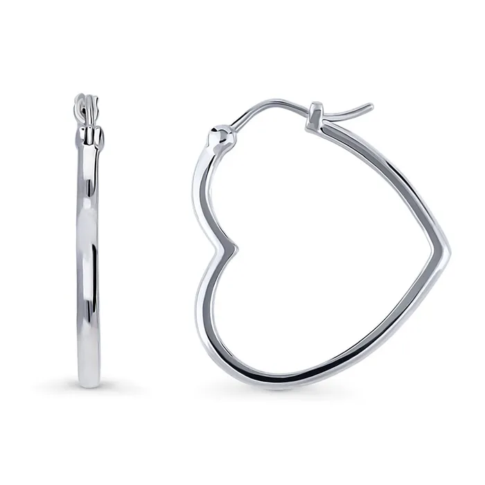 Earrings Heart Medium Hoop Earrings in Sterling Silver 1 BERRICLE