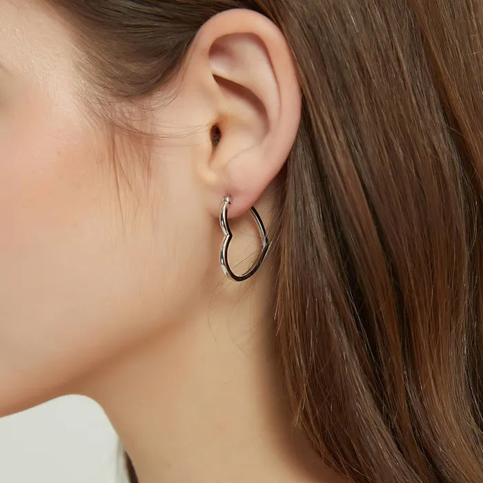 Earrings Heart Medium Hoop Earrings in Sterling Silver 1 BERRICLE