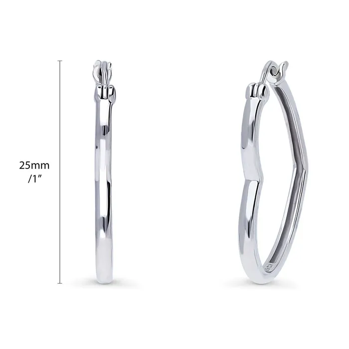Earrings Heart Medium Hoop Earrings in Sterling Silver 1 BERRICLE