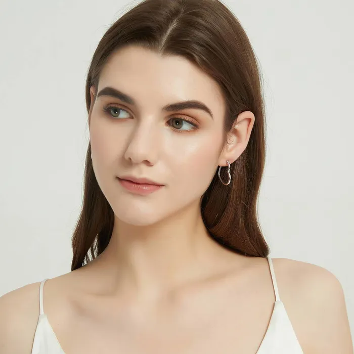 Earrings Heart Medium Hoop Earrings in Sterling Silver 1 BERRICLE