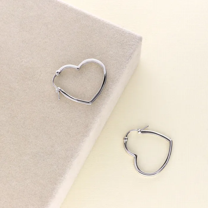 Earrings Heart Medium Hoop Earrings in Sterling Silver 1 BERRICLE