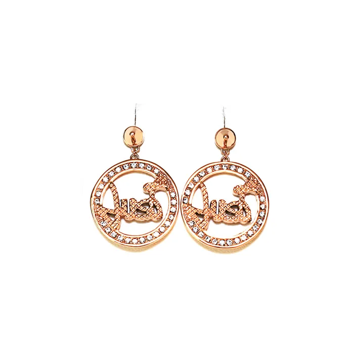 Earrings Just Cavalli Just Cavalli Earrings Ip Rose Gold Dangling Style With Just Round Logo Earrings Just Cavalli Just Cavalli Earrings Ip Rose Gold Dangling Style With Just Round Logo