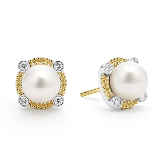Earrings LAGOS Luna Pearl Diamond Stud Earrings