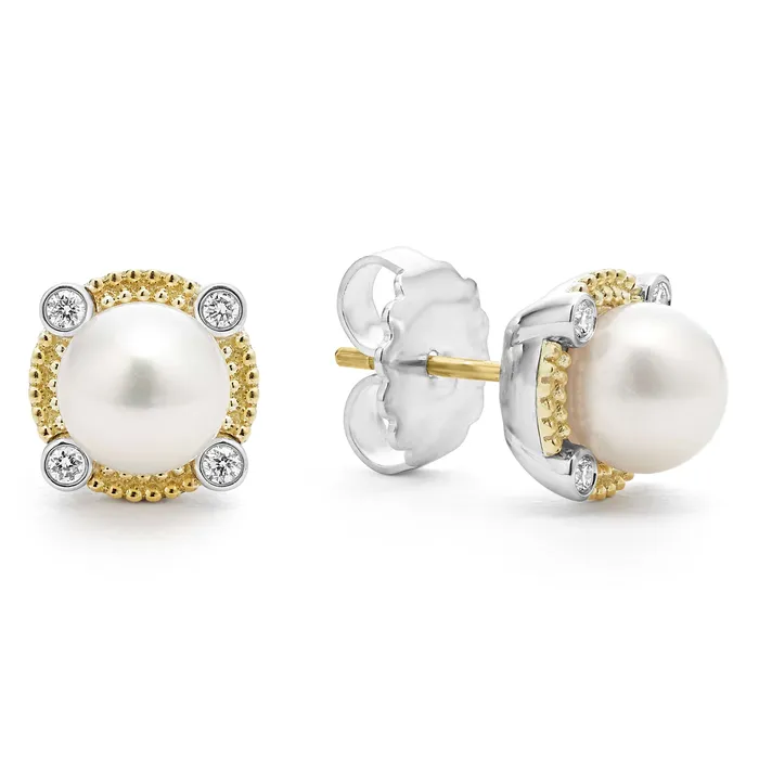 Earrings LAGOS Luna Pearl Diamond Stud Earrings Earrings LAGOS Luna Pearl Diamond Stud Earrings