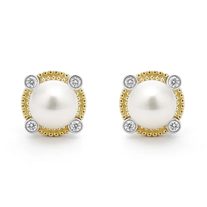 Earrings LAGOS Luna Pearl Diamond Stud Earrings Earrings LAGOS Luna Pearl Diamond Stud Earrings
