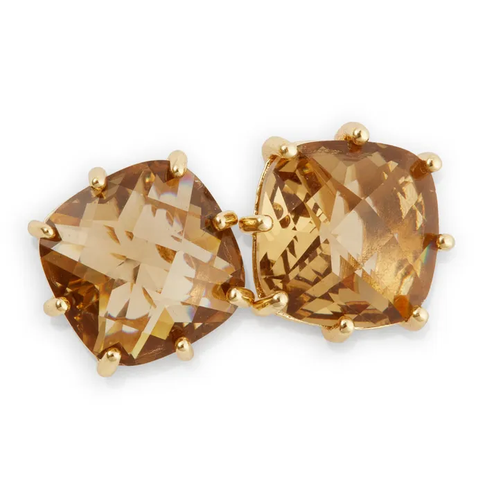 Earrings Les Nereides Golden Brown Diamantine Square Stone Post Earrings Les Nereides Earrings Les Nereides Golden Brown Diamantine Square Stone Post Earrings Les Nereides