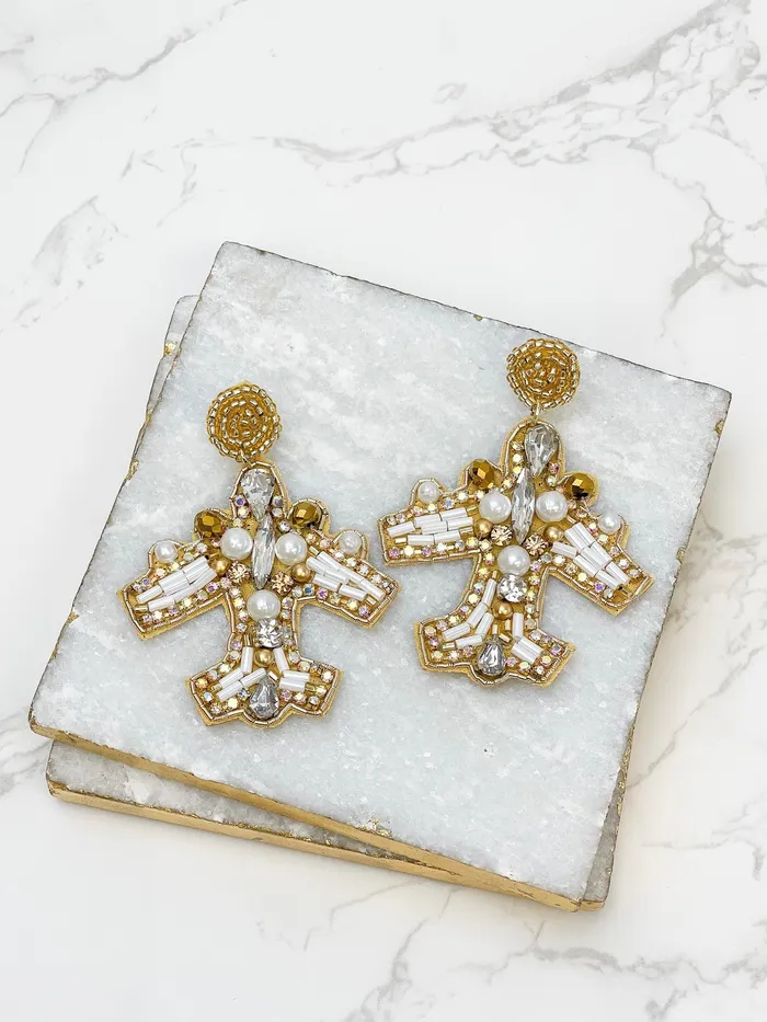 Earrings Prep Obsessed TL Glitzy Airplane Beaded Dangle Earrings