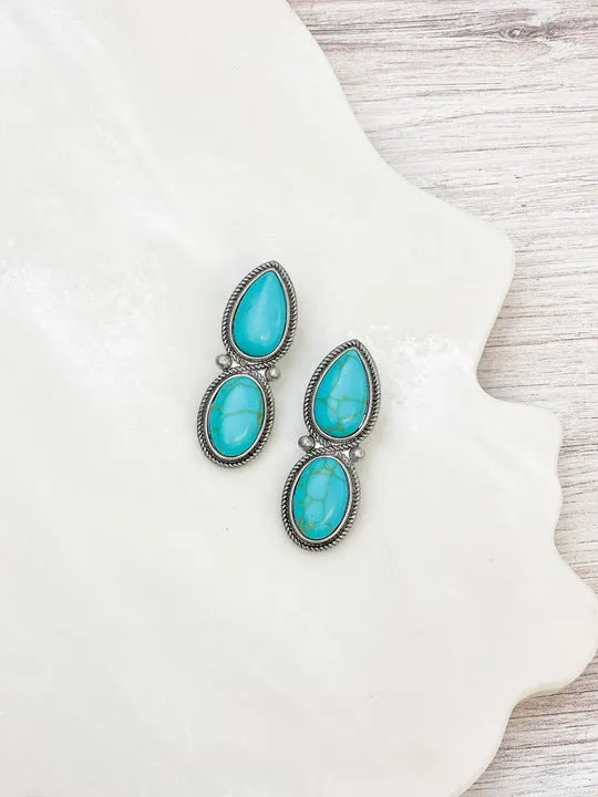 Earrings Semi Precious Stone Drop Earrings Turquoise Prep Obsessed TL