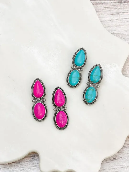 Earrings Semi Precious Stone Drop Earrings Turquoise Prep Obsessed TL