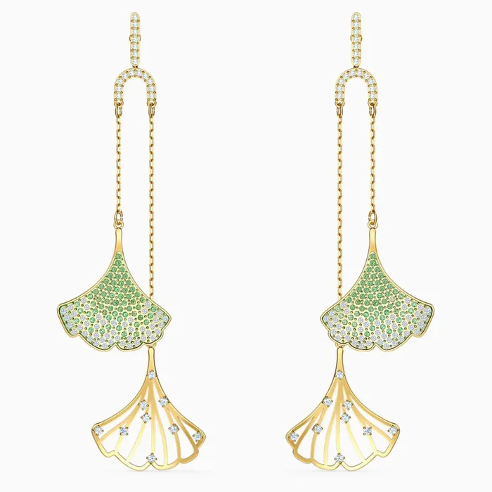 Earrings SwarovskiStunning Ginko Mobile Pierced Earrings Green GoldToneOne Size Swarovski