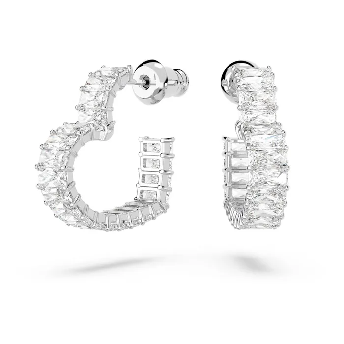 Earrings Swarovski Swarovski Matrix hoop earrings Heart Small White Rhodium plated Earrings Swarovski Swarovski Matrix hoop earrings Heart Small White Rhodium plated