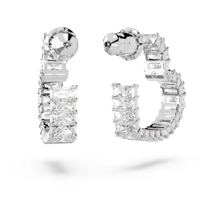 Earrings Swarovski Swarovski Matrix hoop earrings Heart Small White Rhodium plated