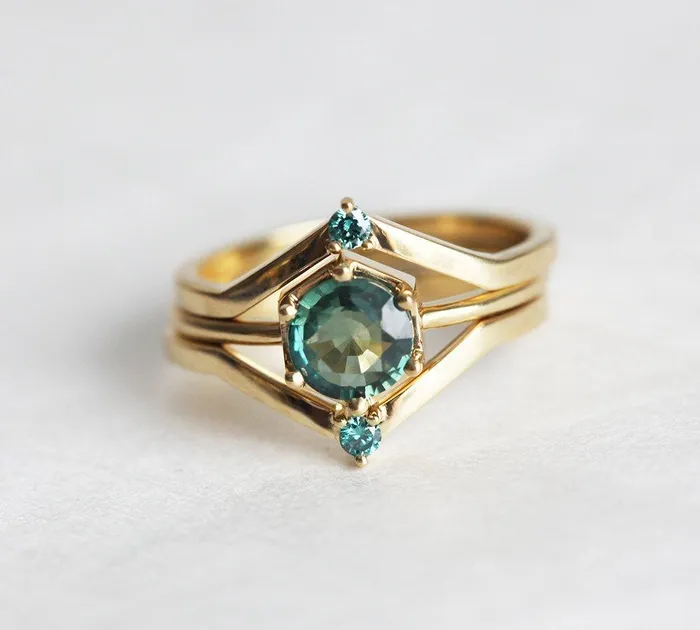 Emily Sapphire Ring Set Blue Diamond Ring capucinne Rings