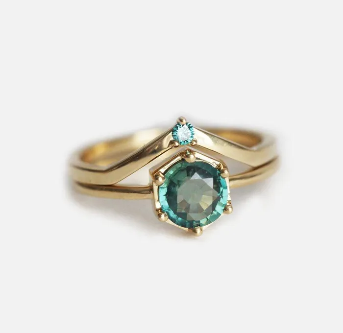 Emily Sapphire Ring Set Blue Diamond Ring capucinne Rings
