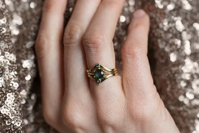 Emily Sapphire Ring Set Blue Diamond Ring capucinne Rings