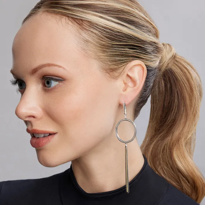 Enso TwoTone Circle Linear Drop Earrings Lagos Earrings Enso TwoTone Circle Linear Drop Earrings Lagos Earrings