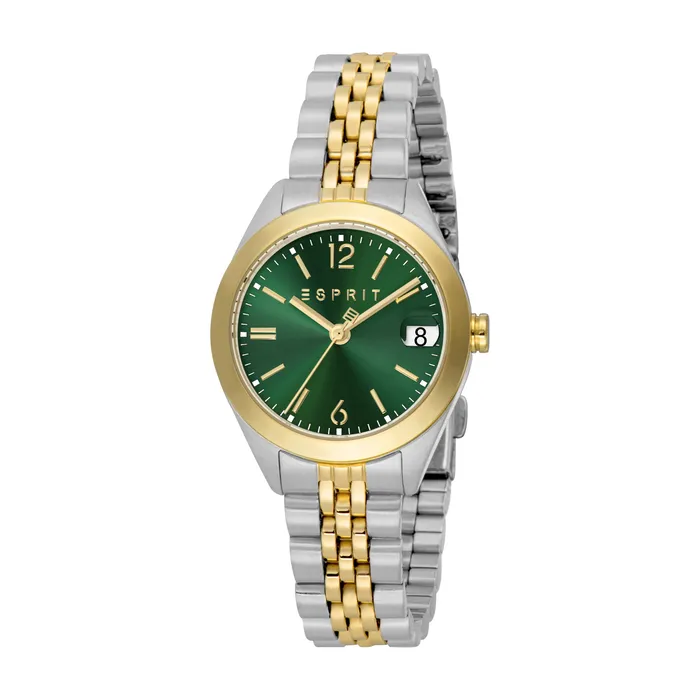 Esprit Madison ll Women Green Dial Silver Gold Watch Esprit Earrings