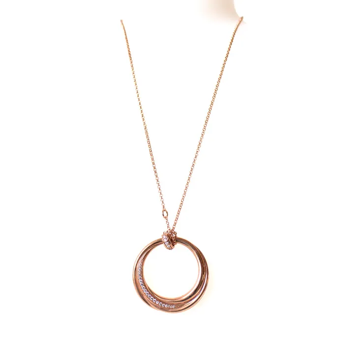 Esprit Necklaces Esprit Necklace Rose Gold Chain With Round Pendant With Stone Esprit Necklaces Esprit Necklace Rose Gold Chain With Round Pendant With Stone