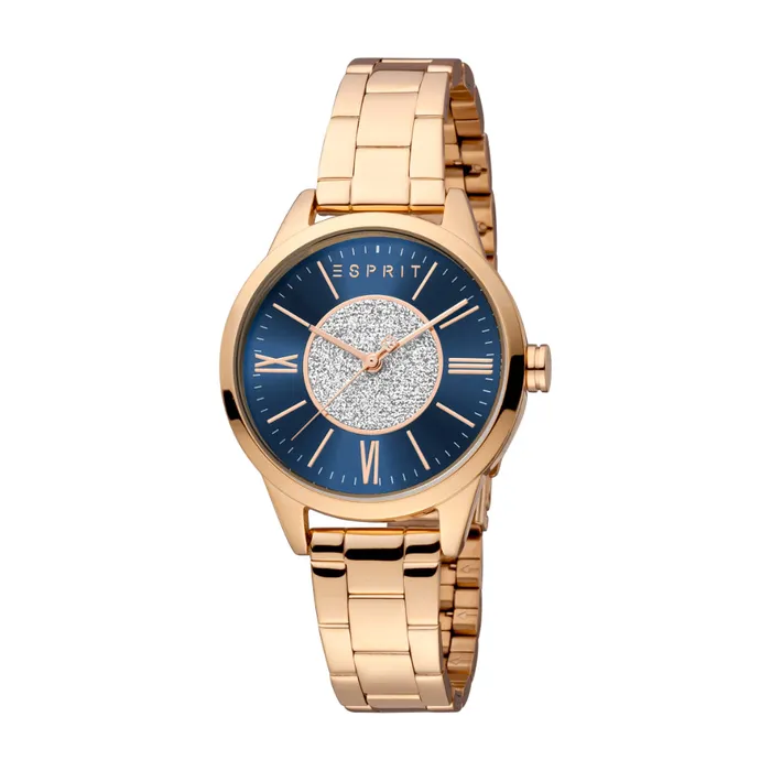 Esprit Rings ESPRIT Womens Rose Gold Watch with Dark Blue and Silver Glitter Dial Esprit Rings ESPRIT Womens Rose Gold Watch with Dark Blue and Silver Glitter Dial