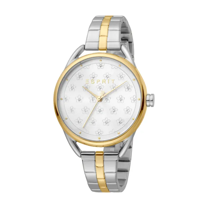 Esprit Women Watch Two Tone Silver Gold Color Case Silver Dial Two Tone Silver Gold Color Stainless Steel Metal Bracelet Esprit Bracelets Esprit Women Watch Two Tone Silver Gold Color Case Silver Dial Two Tone Silver Gold Color Stainless Steel Metal Bracelet Esprit Bracelets