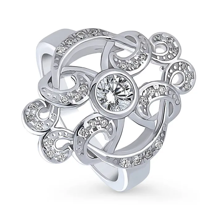 Flower Art Deco CZ Ring in Sterling Silver BERRICLE Rings