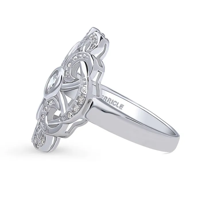 Flower Art Deco CZ Ring in Sterling Silver BERRICLE Rings