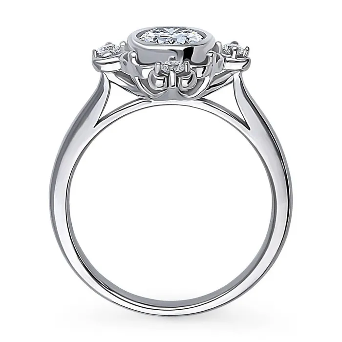 Flower Art Deco CZ Ring in Sterling Silver BERRICLE Rings