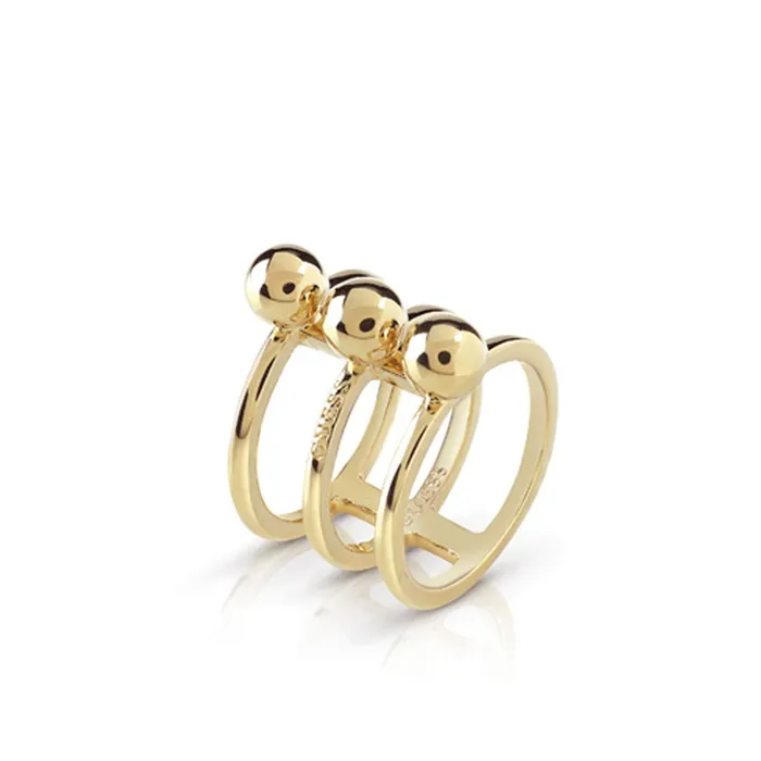 Guess Ring Ip Gold With Three Bars Beads Design Size 775 Guess Rings