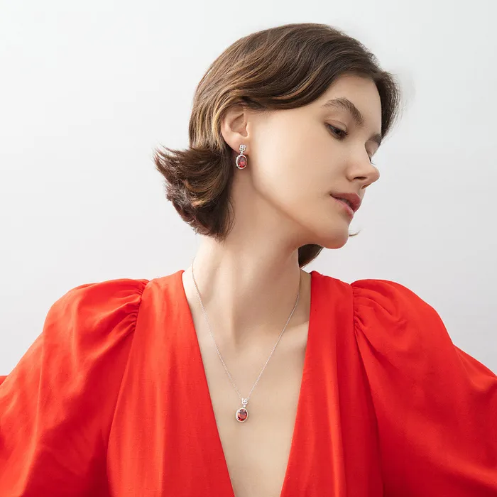 Halo Clover Oval CZ Necklace in Sterling Silver BERRICLE Necklaces