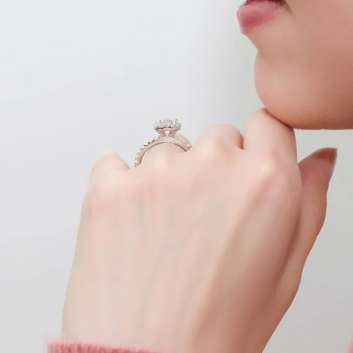Halo Cushion CZ Ring Set in Sterling Silver BERRICLE Rings