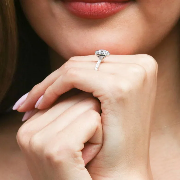 Halo Cushion CZ Ring Set in Sterling Silver BERRICLE Rings