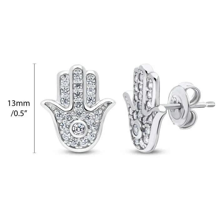 Hamsa Hand CZ Necklace and Earrings in Sterling Silver BERRICLE Necklaces