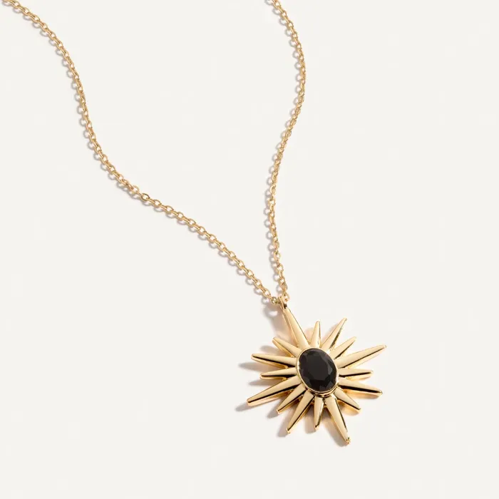 Hearts Valley Jewelry Black Onyx Sunburst Necklace Necklaces