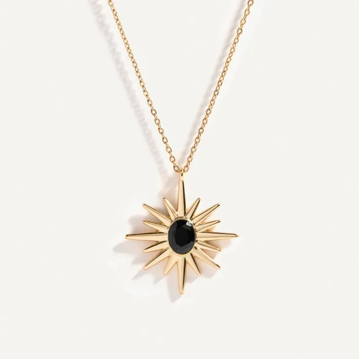 Hearts Valley Jewelry Black Onyx Sunburst Necklace Necklaces