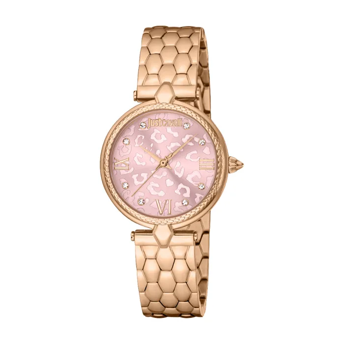 Just Cavalli Bracelets Just Cavalli Womens Rose Gold Watch with Light Pink Dial and Metal Bracelet Just Cavalli Bracelets Just Cavalli Womens Rose Gold Watch with Light Pink Dial and Metal Bracelet