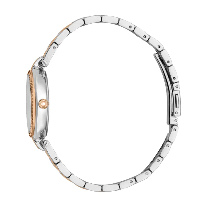 Just Cavalli Bracelets Just Cavalli Womens Two Tone Silver Rose Gold Watch with Silver Dial and Metal Bracelet