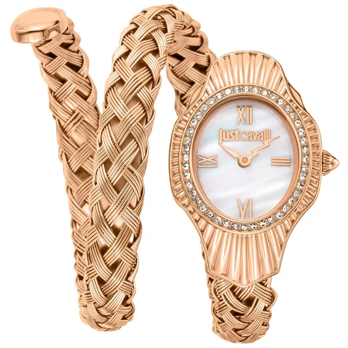 Just Cavalli Necklaces Just Cavalli Twined Ladies Motherofpearl dial Braided Rose GoldToned Stainless Steel Watch Just Cavalli Necklaces Just Cavalli Twined Ladies Motherofpearl dial Braided Rose GoldToned Stainless Steel Watch