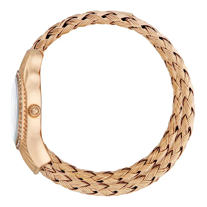 Just Cavalli Necklaces Just Cavalli Twined Ladies Motherofpearl dial Braided Rose GoldToned Stainless Steel Watch