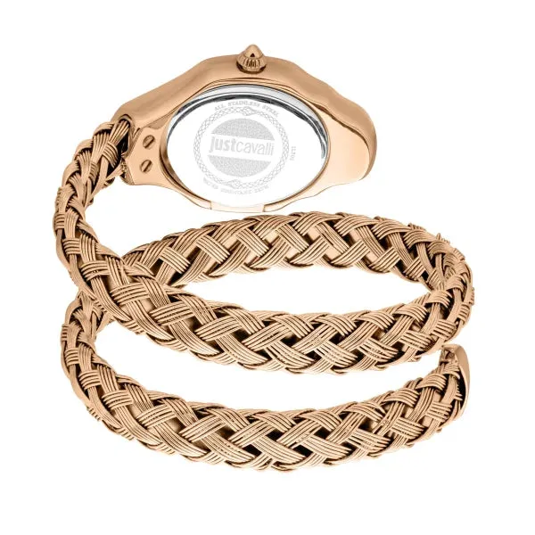 Just Cavalli Necklaces Just Cavalli Twined Ladies Motherofpearl dial Braided Rose GoldToned Stainless Steel Watch