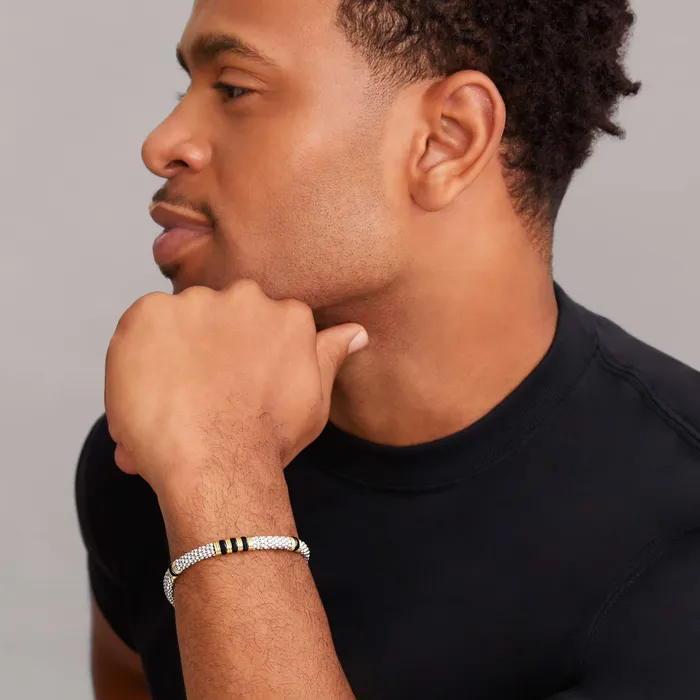 LAGOS Bracelets 18K Gold and Ceramic Triple Station Caviar Bracelet 6mm LAGOS Bracelets 18K Gold and Ceramic Triple Station Caviar Bracelet 6mm