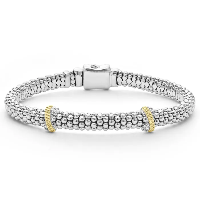 LAGOS Caviar Lux Double X Caviar Diamond Bracelet 6mm Bracelets