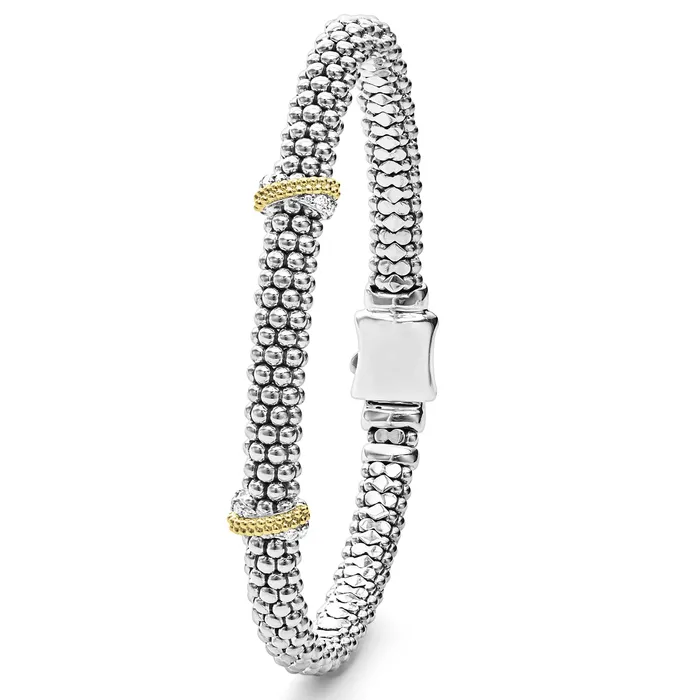LAGOS Caviar Lux Double X Caviar Diamond Bracelet 6mm Bracelets LAGOS Caviar Lux Double X Caviar Diamond Bracelet 6mm Bracelets