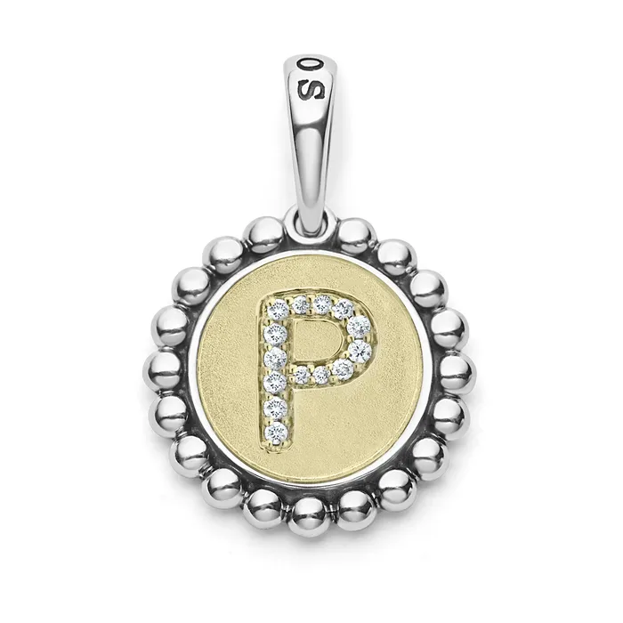 lagosdev Charm Necklaces Signature Caviar Diamond P Initial Charm